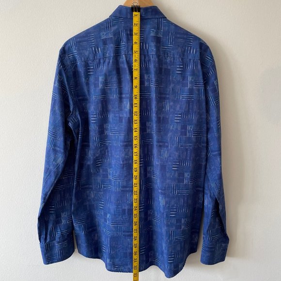 Bugatchi Shirt - Blue - Large - Shaped Fit - Picture 4 of 5